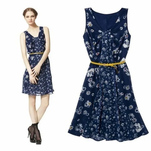 Jason Wu for Target XS Navy Blue Floral Print Sleeveless Tank Dress O - Picture 1 of 6